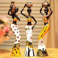 3pcsset 65 520cm african women figurines resin craft tribal lady statue exotic doll candle holder gift home decoration