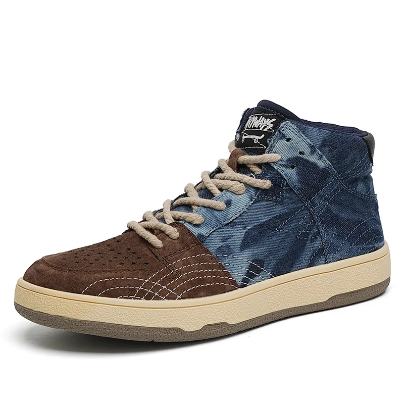 

Мужские кроссовки, мужская повседневная обувь, высокие дышащие мужские спортивные кроссовки, холщовые джинсовые мужские кроссовки, модные ...