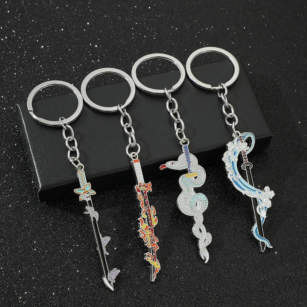 

Anime Demon Slayer Weapon Keychain Tomioka Giyuu Sabre Metal Flame Butterfly Pendant Cosplay Accessories Jewelry