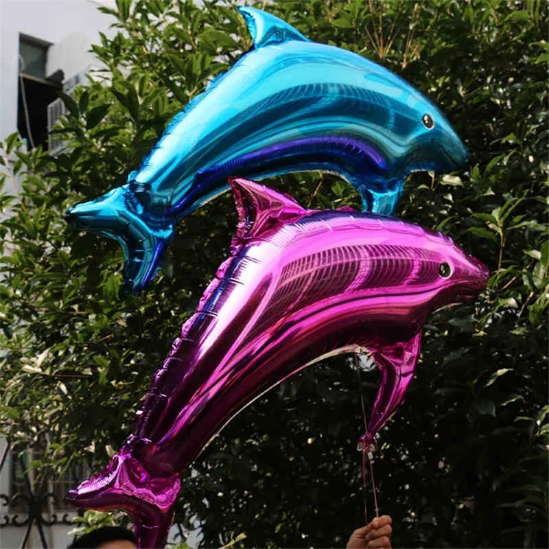 

50pcs Pink Blue Dolphin Fish Foil Balloons Ocean Animal Helium Ballons Birthday Party Wedding Decor Air Baloons Event Supplies