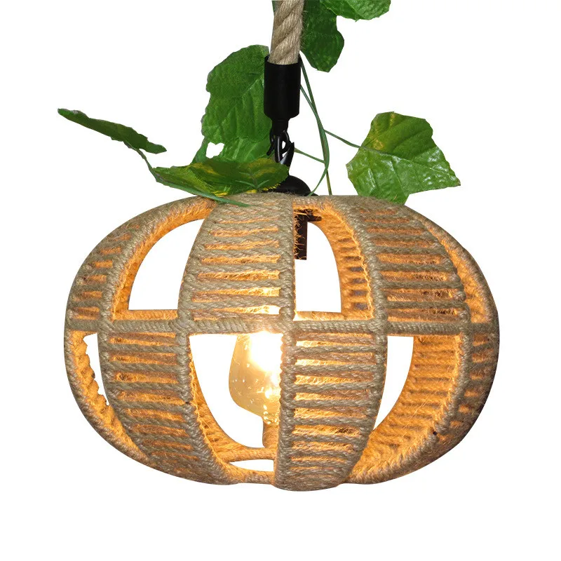 Креативная Подвесная лампа из пеньковой веревки в стиле ретро с изображением