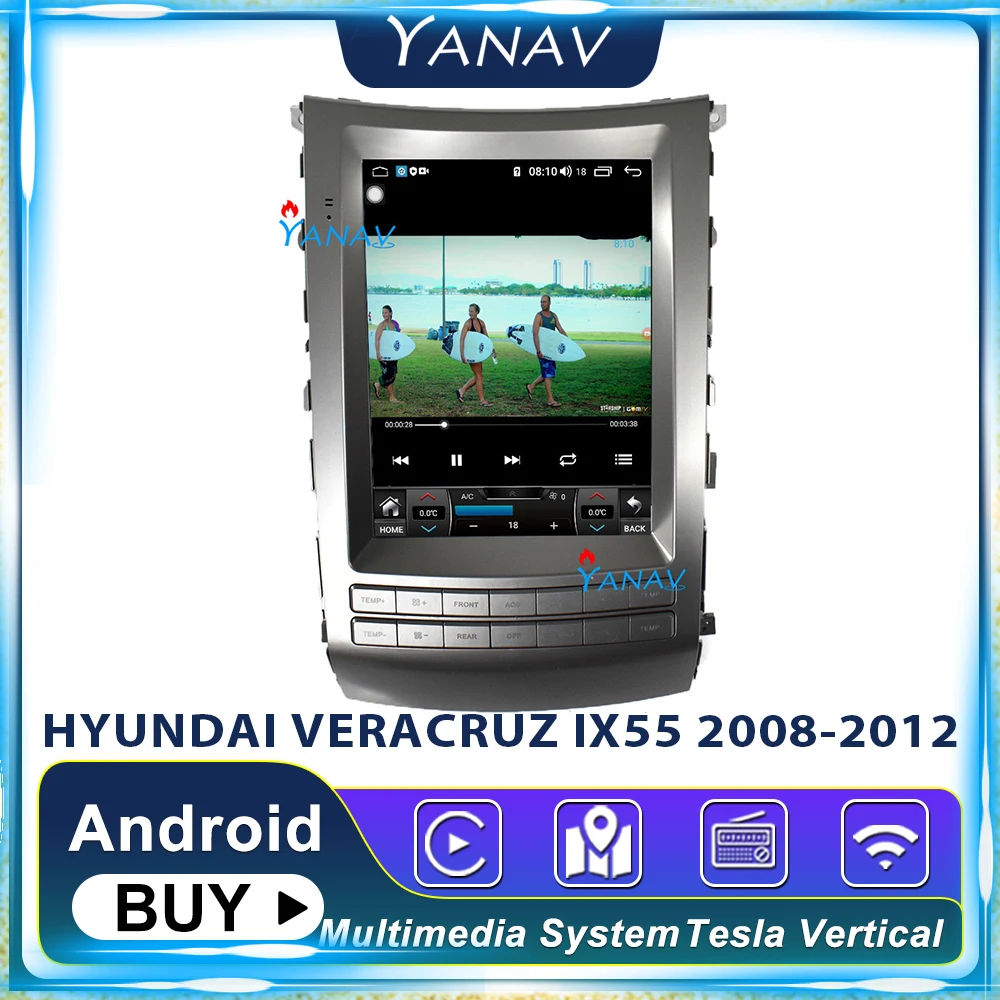 melhor 2din Carro Android Autoradio Tesla Estilo Estéreo Para Hyundai Veracruz Ix55 2008-2012 áudio Do Carro MultimÃdia Player Tela De Toque