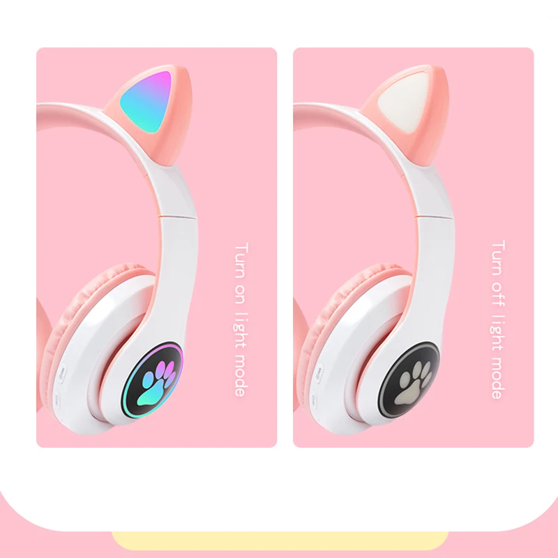 Беспроводные наушники со вспышсветильник милые кошачьи ушки с микрофоном и