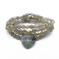 aa good quality women charm pendant bracelet blue shine labradorite round stone 6 mm beads girl gift yoga necklace 2021 new