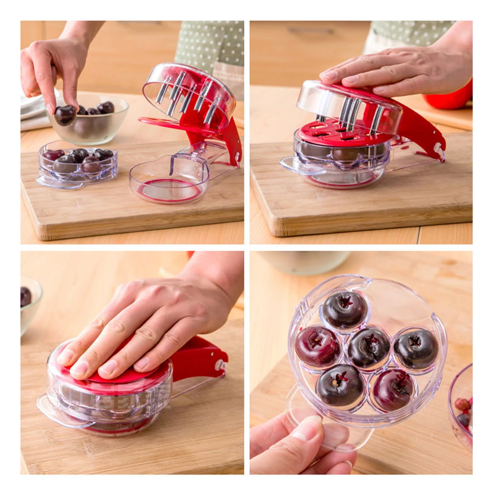 Косточка Для вишни с 6 отверстиями и контейнером кухонные приспособления