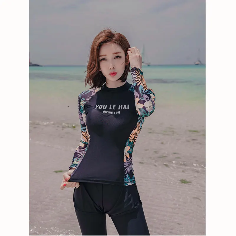 Женский комплект из 3 предметов: рубашка для плавания с длинным рукавом и