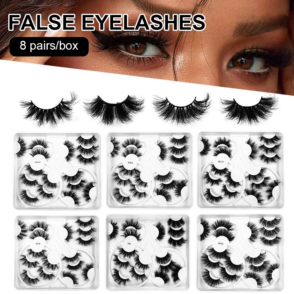 

8Pairs 3D Mink Lashes Natural Eyelashes Dramatic False Eyelashes Faux Cils Makeup Wholesale Fake Eyelash Extension maquiagem
