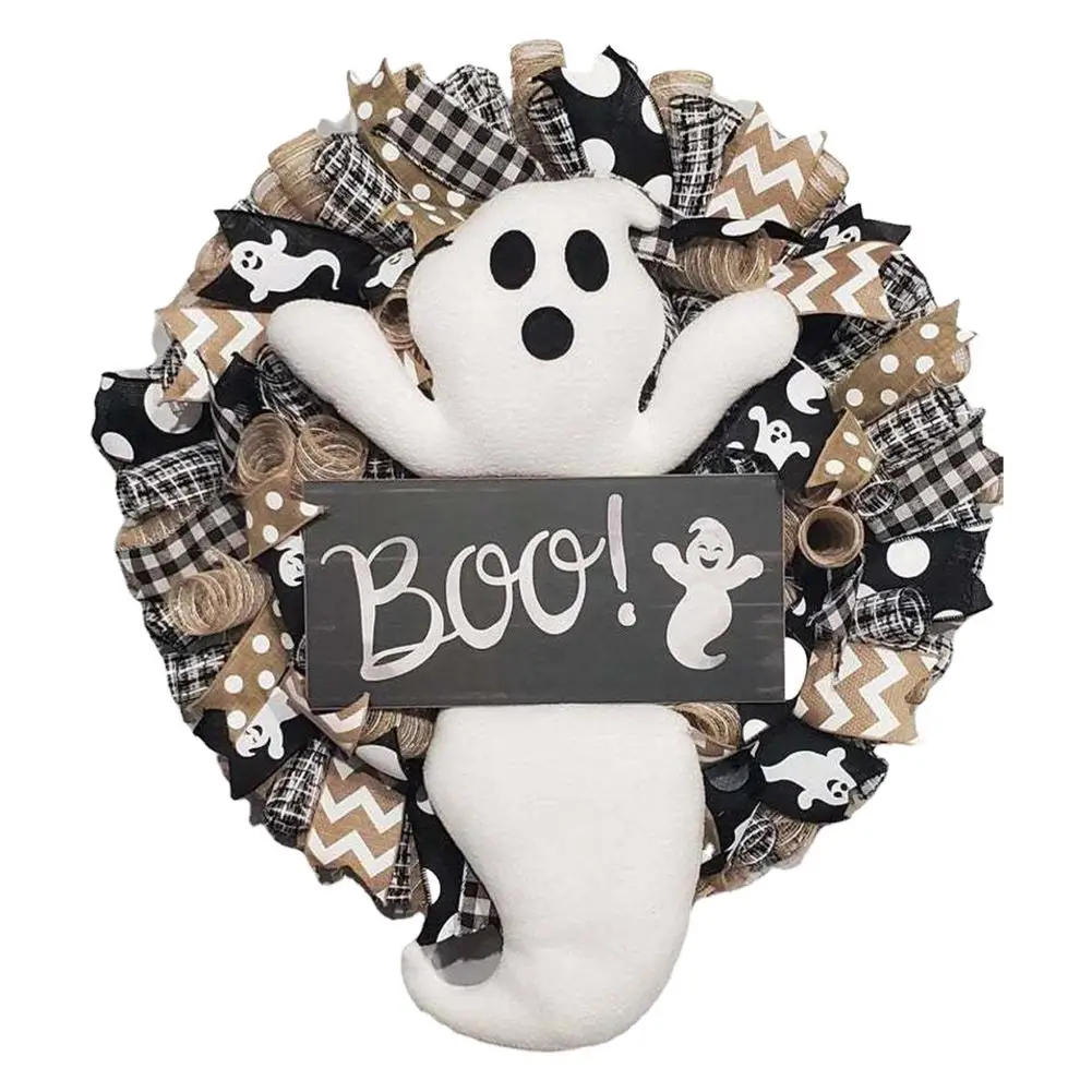 Венок на Хэллоуин Boo! в виде сельского дома-призрачный венок наружный входной