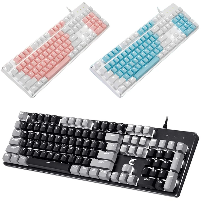 Настоящая механическая клавиатура с подсветкой RGB светодиодный игровая 104