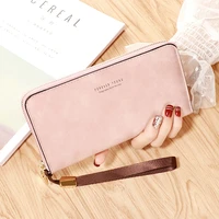 women wallets solid color long zipper wristband multifunction card holder female high capacity coin purses clutch money clip