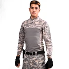 Мужская камуфляжная рубашка с длинным рукавом, в стиле милитари