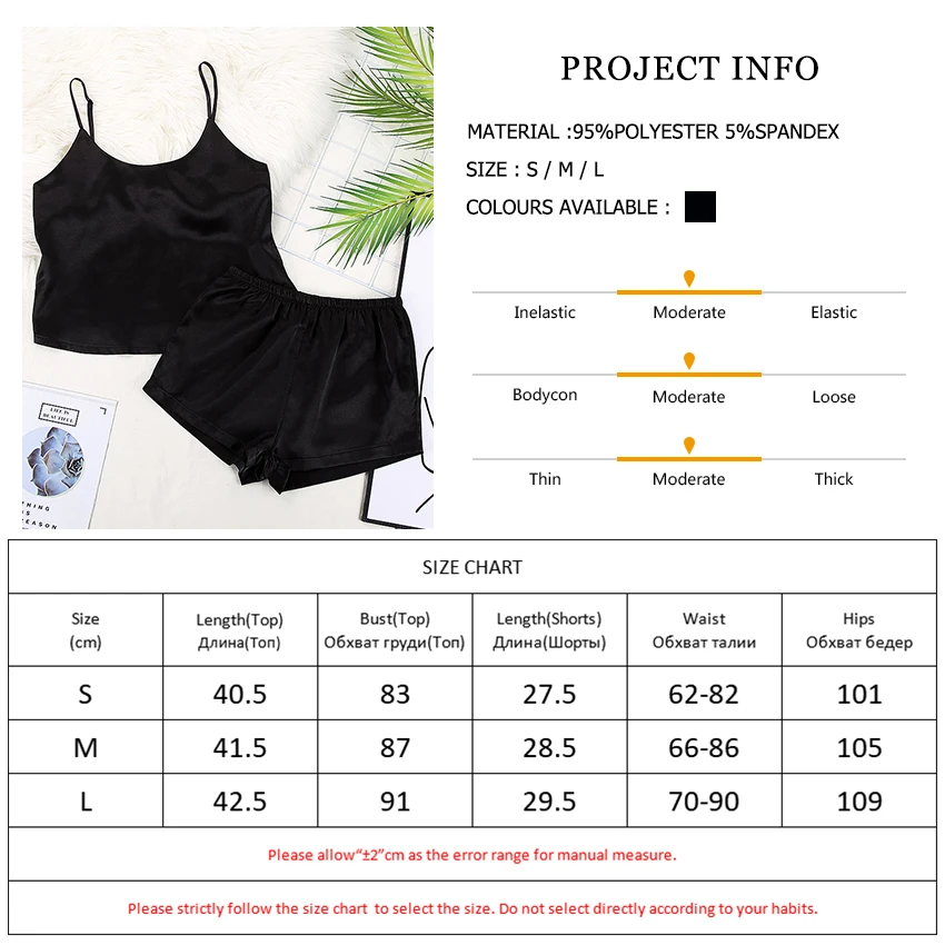 

Backless Satin Sexy Pajamas Black Lace Female Set 2 Pcs Loose Spaghetti Strap Suits With Shorts Home Suit For Women Pajama