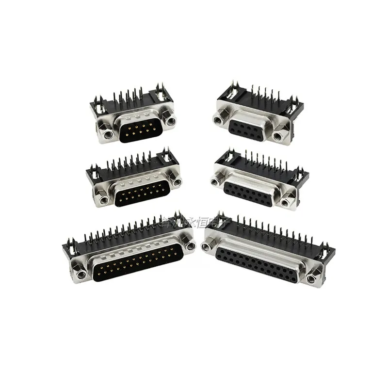 5Pcs DR9 DR15 DR25 DR37 Hole/Pin Female/Male right angle Welded d-sub Connector RS232 serial port adapter DB9 9/15/25/37 pin | Электронные