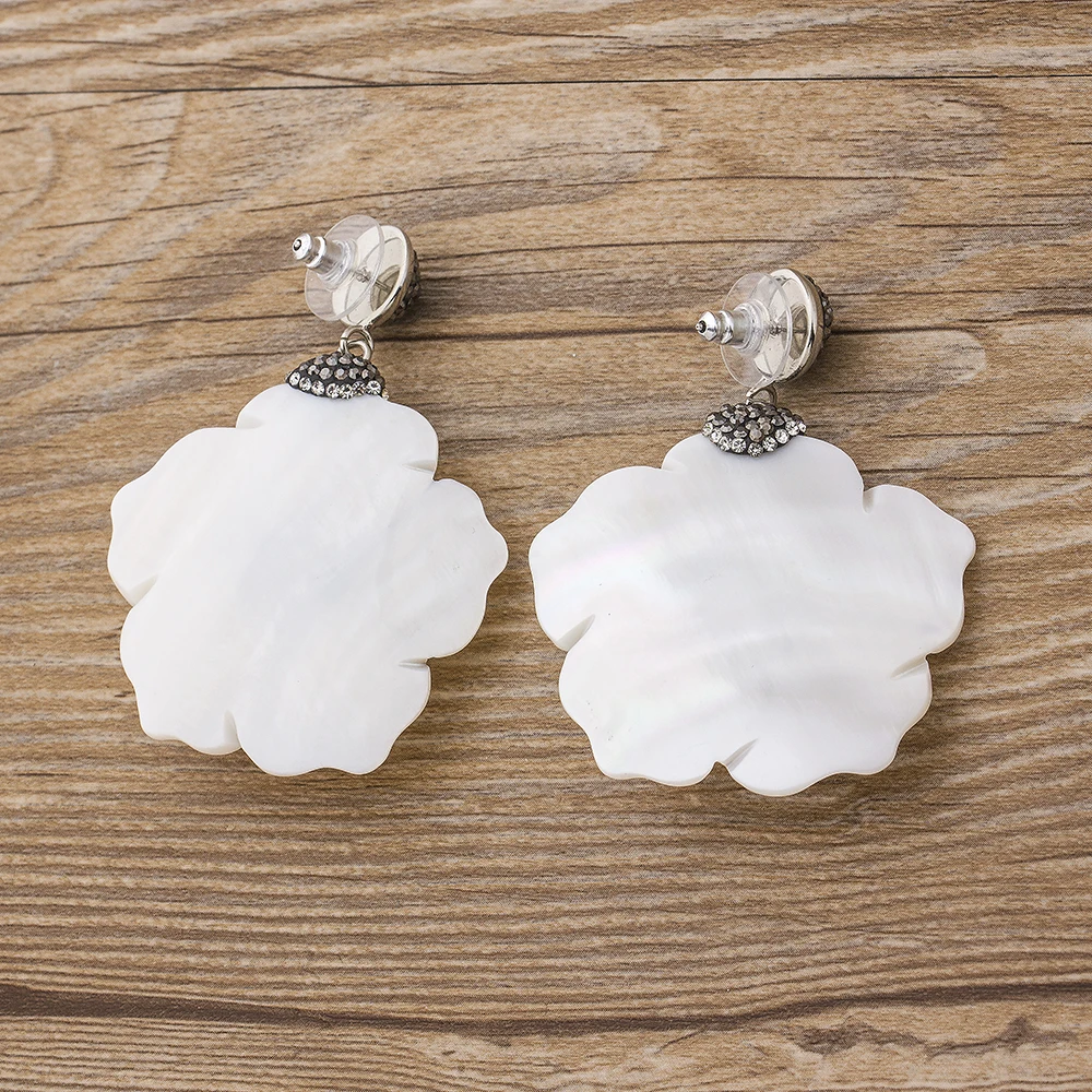 

Hot Sale Handmade Red/White Color Zircon Earrings For Women Bohemia korean Style Summer Seashell Earrings Fashion Party Jewelry