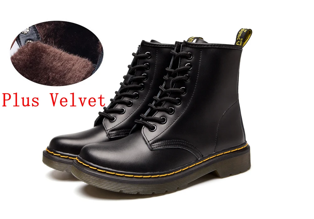 Женские ботинки; doc martins; ; винтажные классические ботинки martin в британском стиле; женские мотоциклетные ботинки на толстом каблуке; Bota Feminina Dr's Shoes - Цвет: Black Fur
