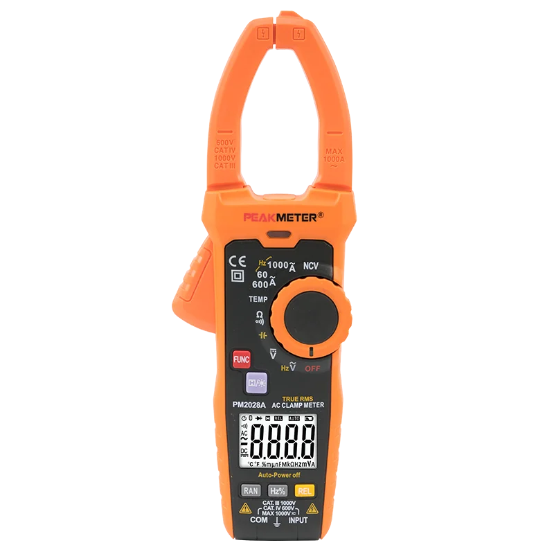 Фото PEAKMETER PM2028A 6000 отсчетов, автоматический диапазон переменного тока, цифровые клещи, мультиметр, истинное среднеквадратичное значение, сопротивление, емкость, частота, клещи NCV №1