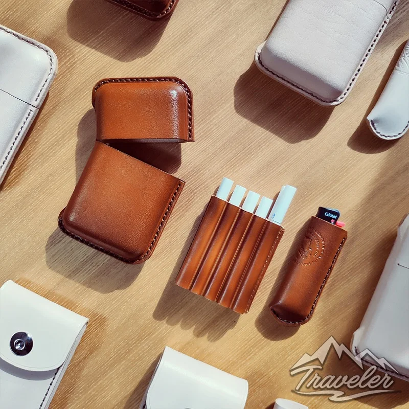 Портсигар ручной работы из воловьей кожи наборы зажигалок 10 палочек в стиле