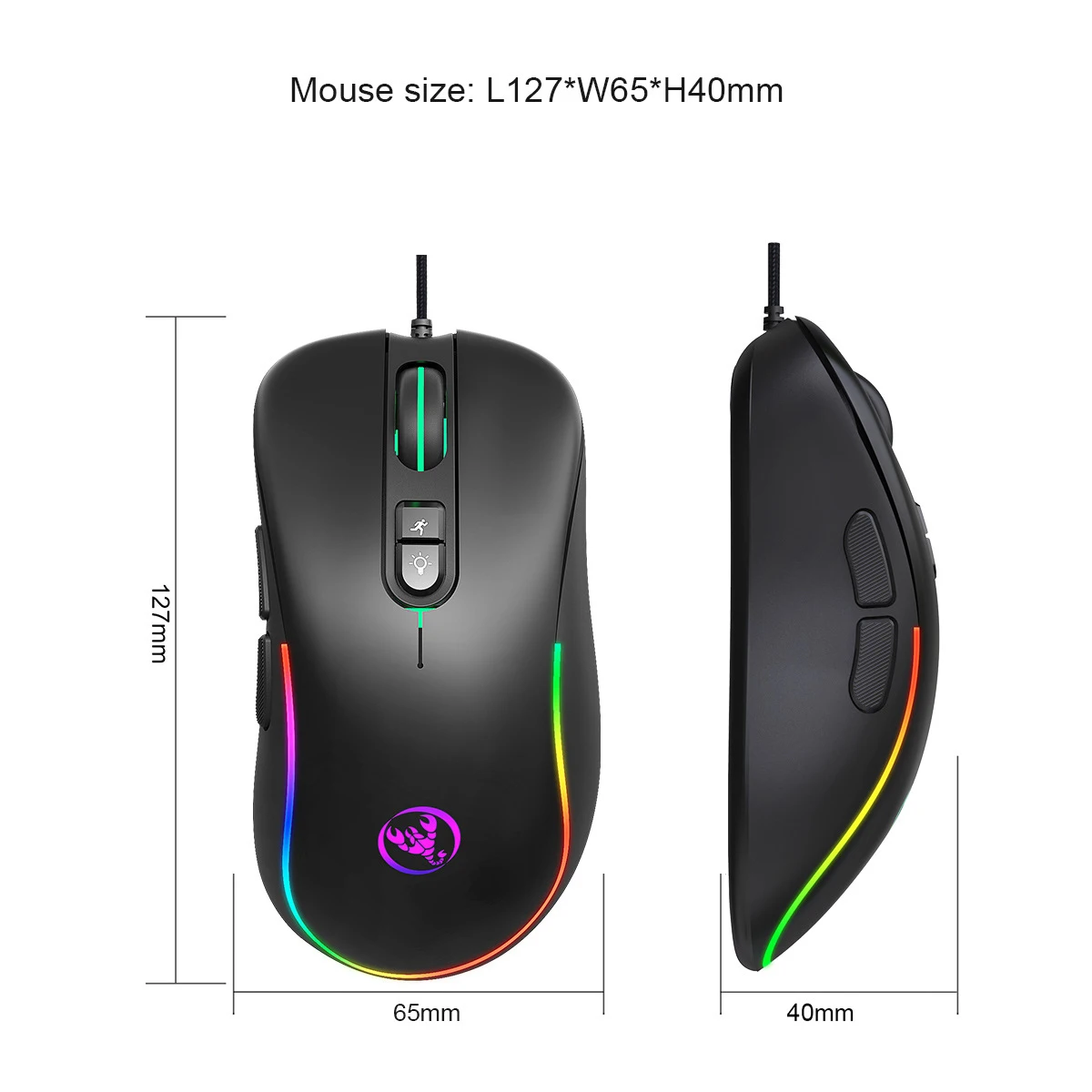 

New Wired Gaming Mouse 7Button 6400DPI 7 Color LED Backlight USB Computer Mouse Silent Optical Mice For PC Laptop Notebook