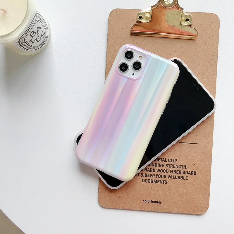 Aurora laser phone case for iphone 11 11Pro Max case for iphone X XR XS Max 7 8 6 6S Plus Gradient color case capa