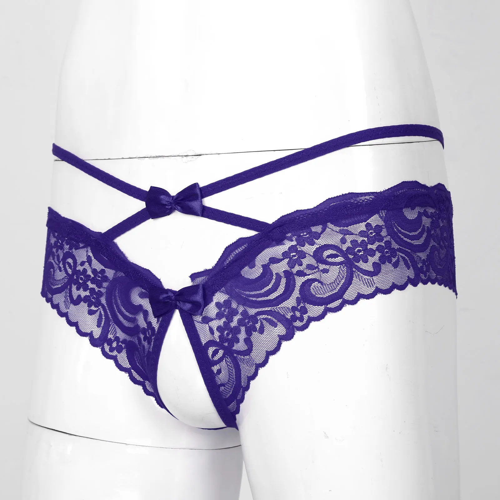 Белье с открытым шагом, прозрачные трусики-стринги из кружева для сексуального мужского нижнего белья, безшовные гей-мужчины, мужские T-стринги.