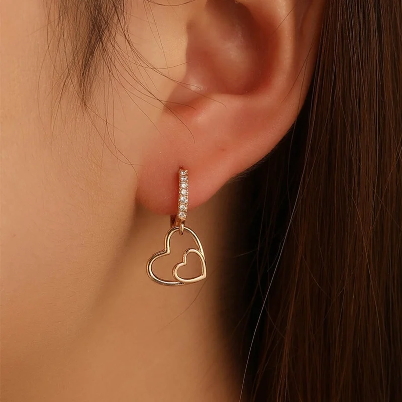 

Женские корейские висячие серьги с вырезами в форме сердца, Золотые серьги для женщин, классические ювелирные изделия, подарки для вечерние...