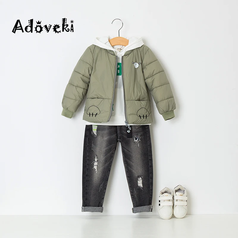 Adoveki/Новинка года; Модная хлопковая куртка для девочек и мальчиков; симпатичное теплое и мягкое пальто на молнии; 4 цвета на выбор; Детское пальто - Цвет: Армейский зеленый