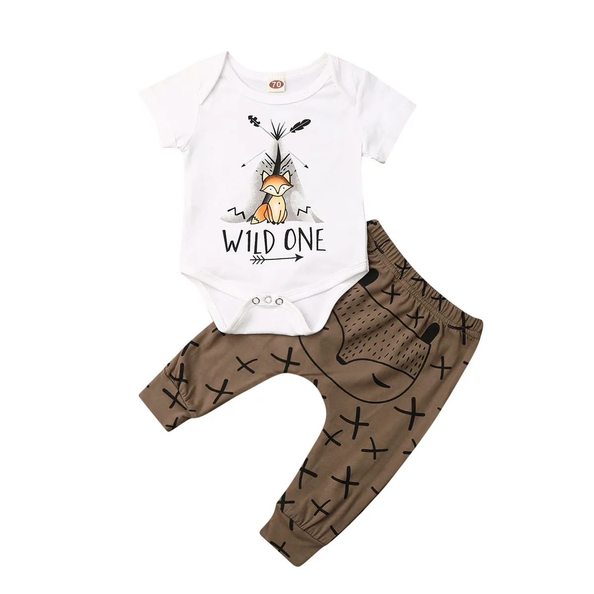 

Pudcoco Newborn Baby Boy Girl Clothes Cartoon Animals Print Short Sleeve Romper Tops Long Pants 2Pcs Outfits Cotton Clothes Set