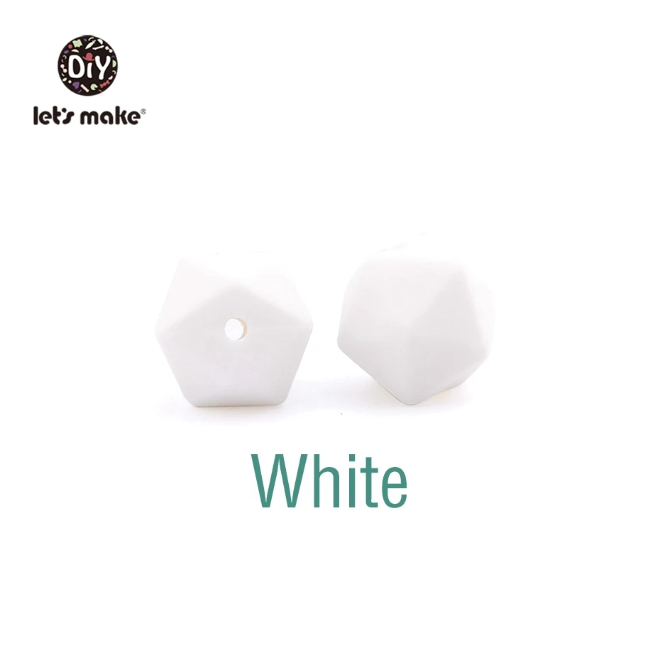 White Let's Make 10 шт. 14 мм Силиконовые Бусины шестиугольник Bpa Бесплатно Силиконовый Прорезыватель Diy Прорезыватель для зубов Детские Жевательные Аксессуары Детские Прорезыватели - Цвет: White