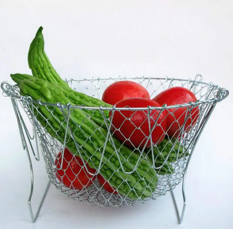 Складная промывка паром из нержавеющей стали корзина для шеф повара ситечко