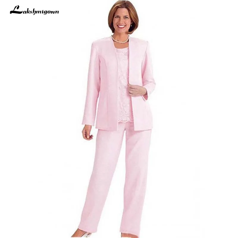 2021 мать жениха розовый Свадебная атласная обувь брючные костюмы невесты с куртка