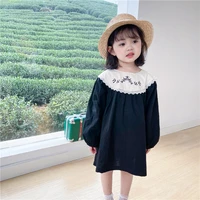 new palace cotton embroidery girls kids dress spring summer baby tops bottoming children clothes special occasion long sleeve be