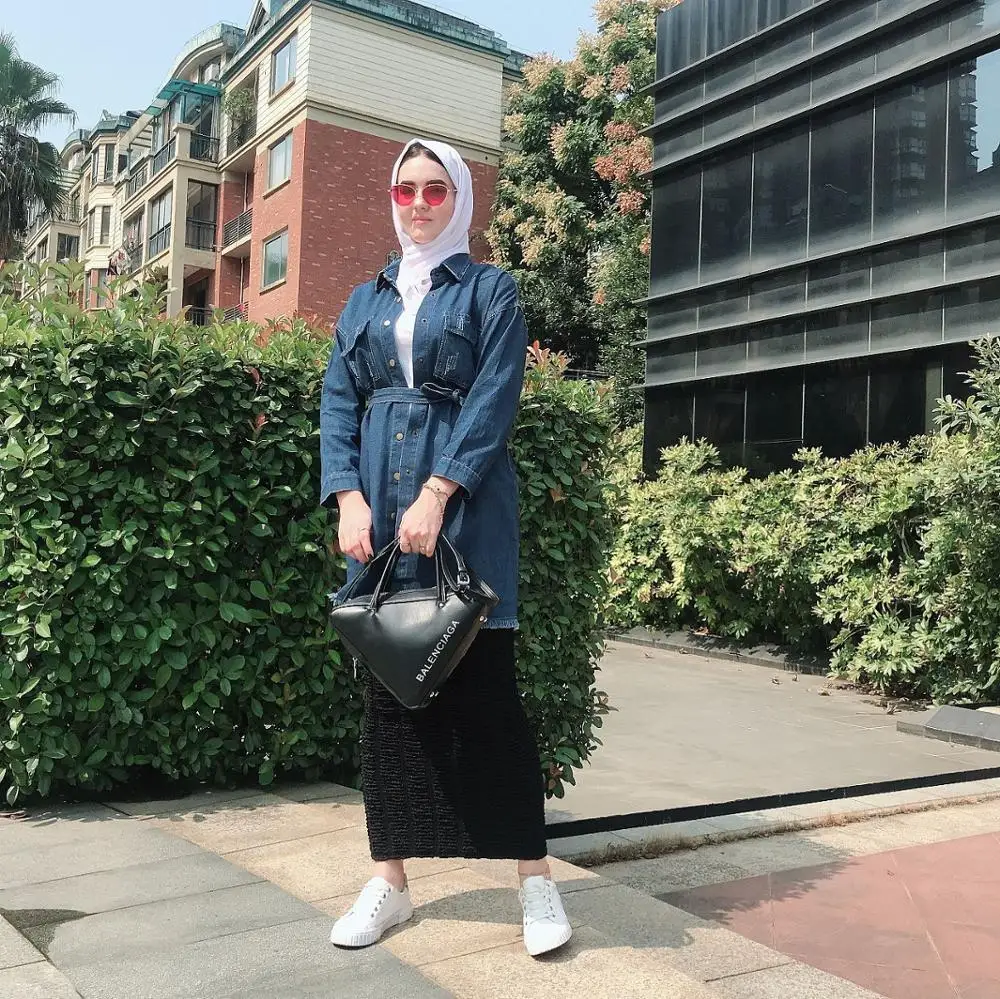 

Casual Muslim Jeans Cardigan Denim Bolero Tunic Abaya Hijab Dress Kimono Long Robe Gowns Jubah Middle East Ramadan Arab Islamic