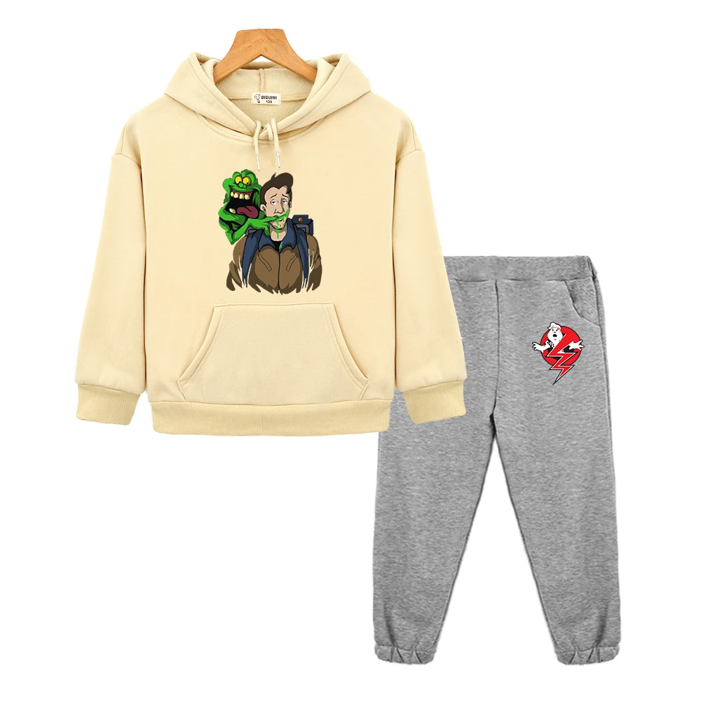 

Ghostbusters Smile Pullover Hoodie Children Set Kids Clothes Girls Sweatshirt Tops+Pants 2pcs Suit for Boy Unisex Winter Costume
