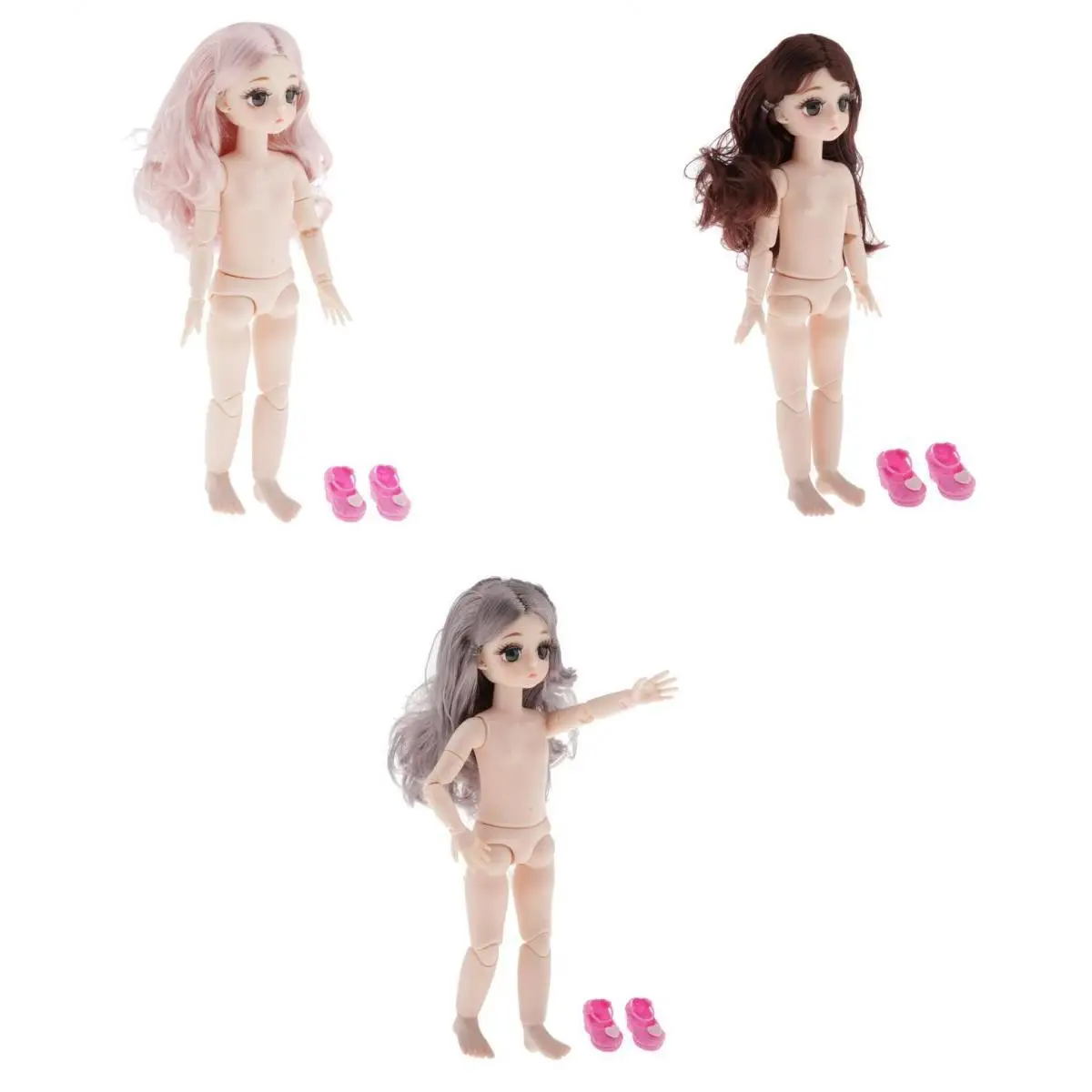 

3Pieces Jointed Female Doll Body Part 21 Movable Joint Normal Skin DIY Toy for Girl