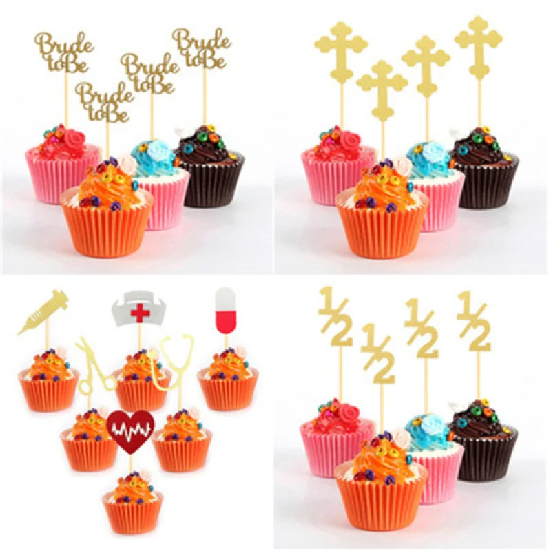 

24 шт. вечерние бумажный стаканчик моделирование торт подставки для капкейка-половина-первого дня рождения вставки