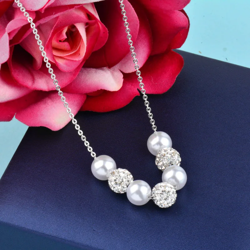 LEEKER винтажное серое белое жемчужное ожерелье для женщин Rolling Crystal Beads розовое золото серебро цвет цепи 188 LK1