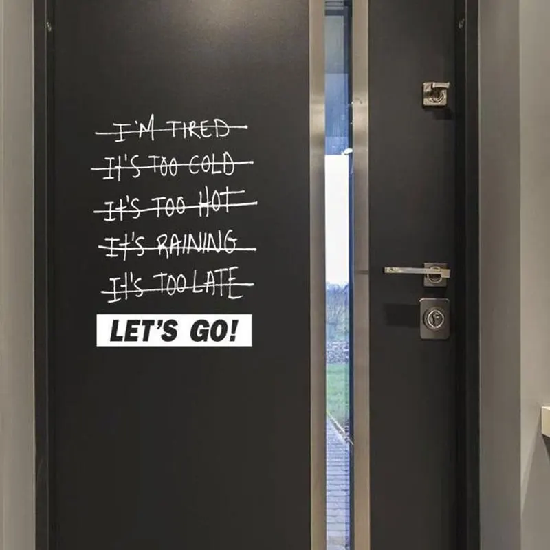 

LET'S GO Motivational Decal Walk Running Hiking Bike Vinyl Wall Sticker Home Gym Workout Quote Door Decor Mural Removable 4751