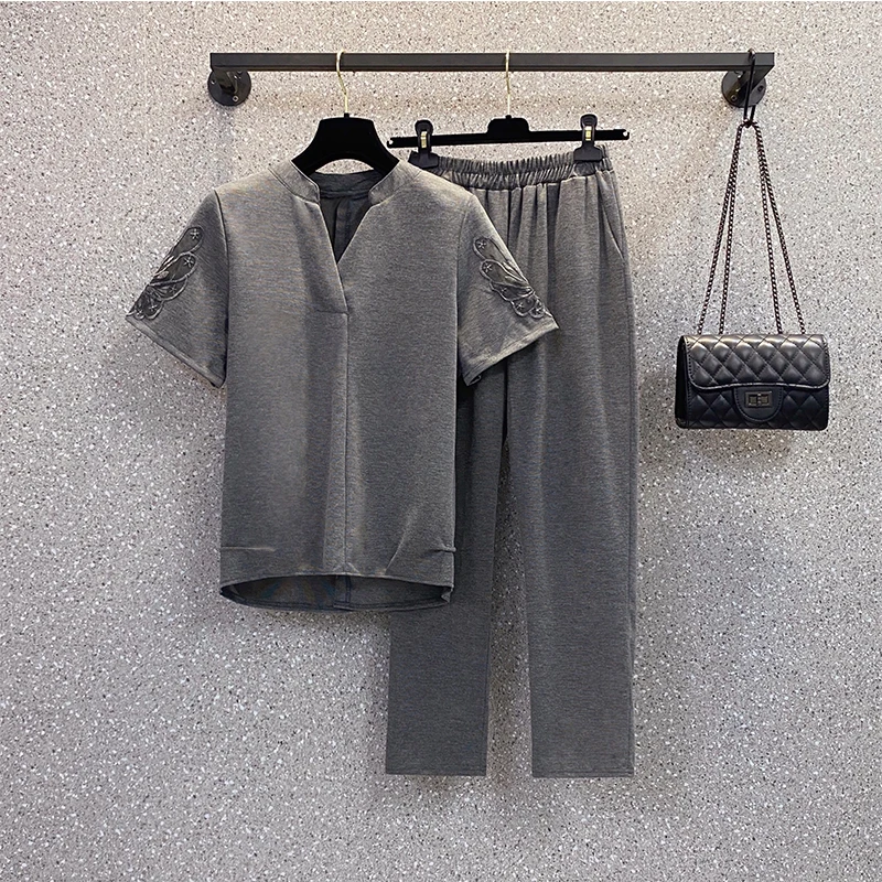 Новинка лета 2022 футболка с сетчатым рукавом и штаны в полоску повседневный