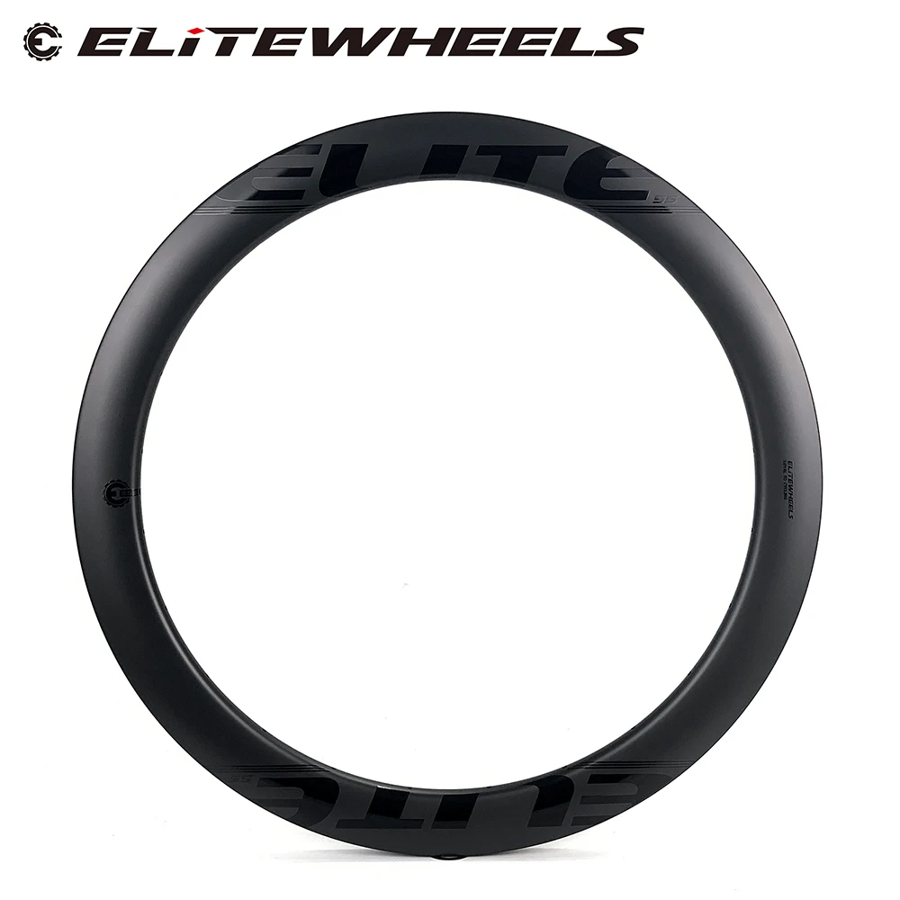 ELITEWHEELS Road Disc Cyclocross Carbon Rim 700c 55mm Tubeless Clincher Tubular Rim UD Matte Finish 28mm Width For Racing Wheels