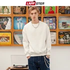 Толстовка LAPPSTER мужская флисовая, однотонная уличная одежда в стиле харадзюку, теплый свитшот оверсайз, модный пуловер в корейском стиле, зима 2022