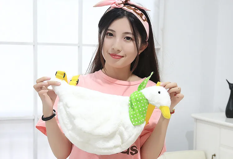 Сумка женская мягкая на молнии с изображением лебедей и гусей | Багаж сумки