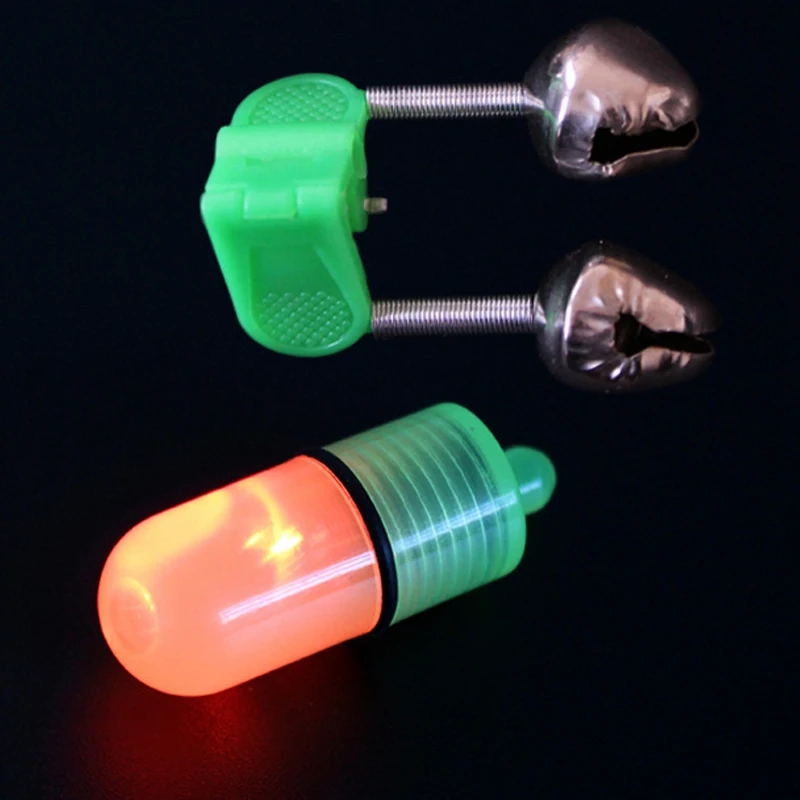 

20 PCS LED Night Fishing Rod Bite Bait Alarm Light with Twin Bells Ring Fishing Bite Alarm Indicator on Fishing Rod