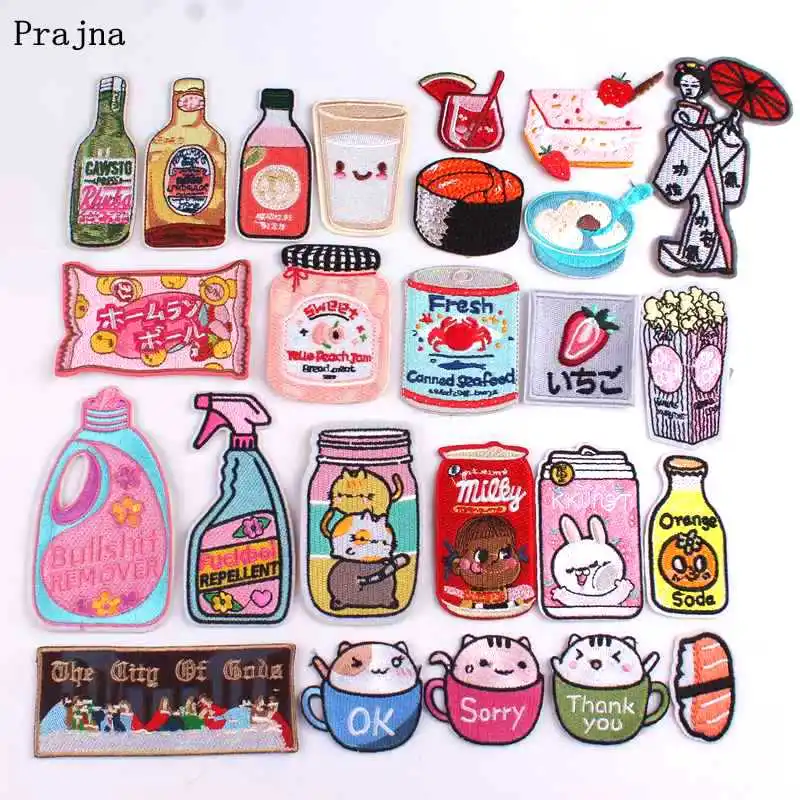 Патчи Prajna в японском стиле с мультяшной бутылкой патчи вышивкой утюгом для