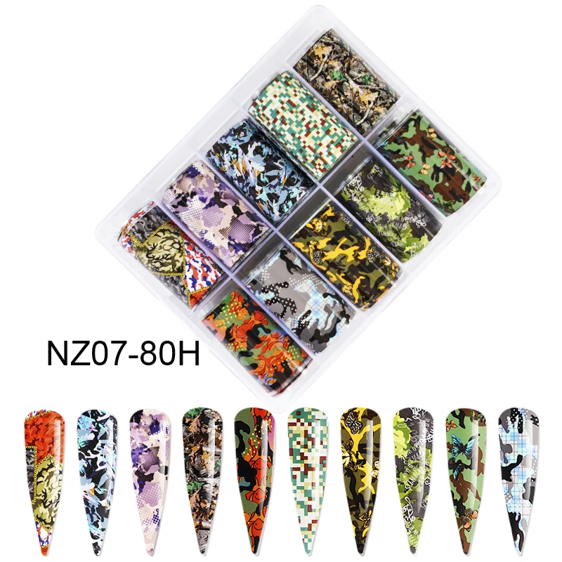 Переводная фольга для дизайна ногтей наклейки 10 цветов военная переводная