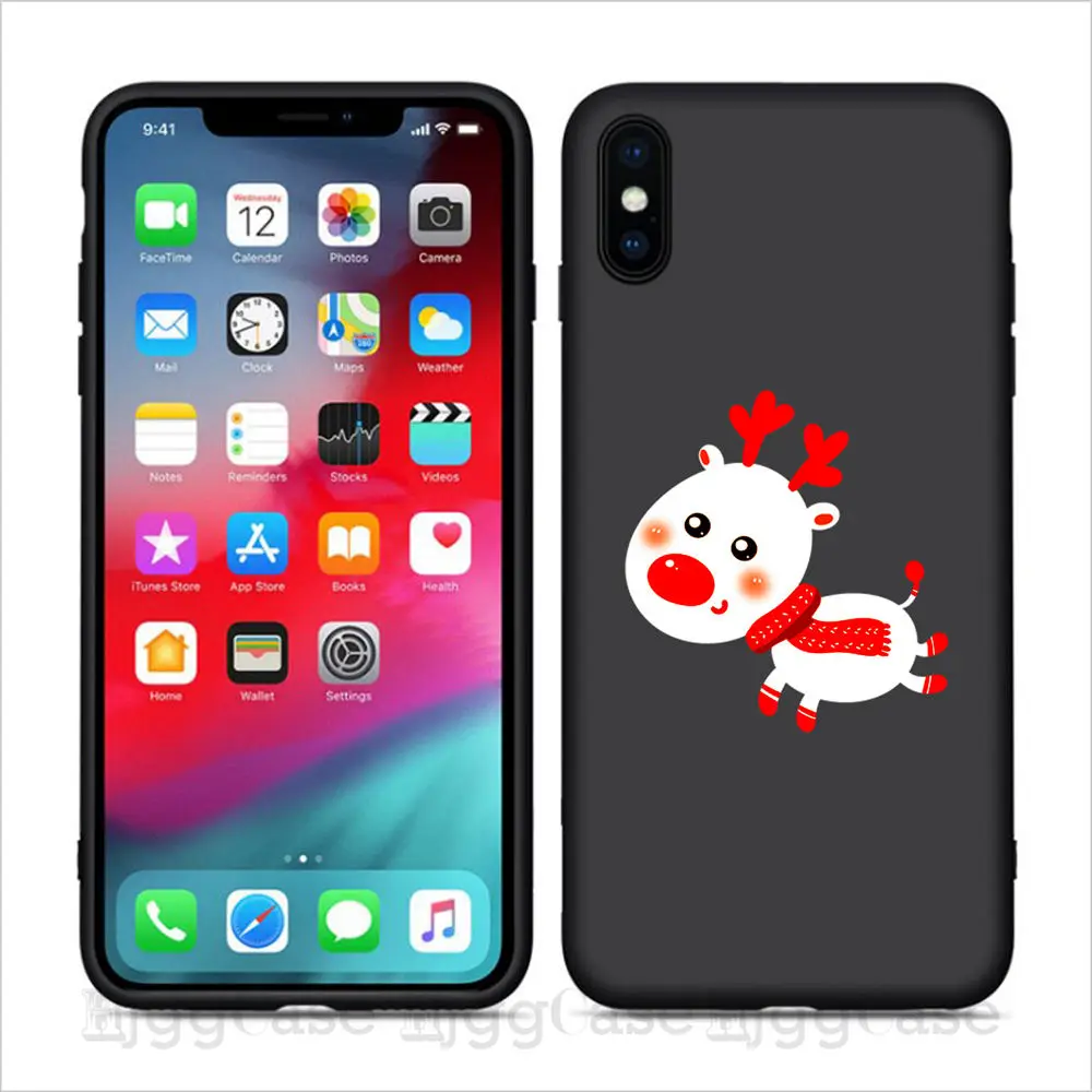 Рождественский чехол для телефона iPhone 7 8 Plus мягкий силиконовый с мультяшным