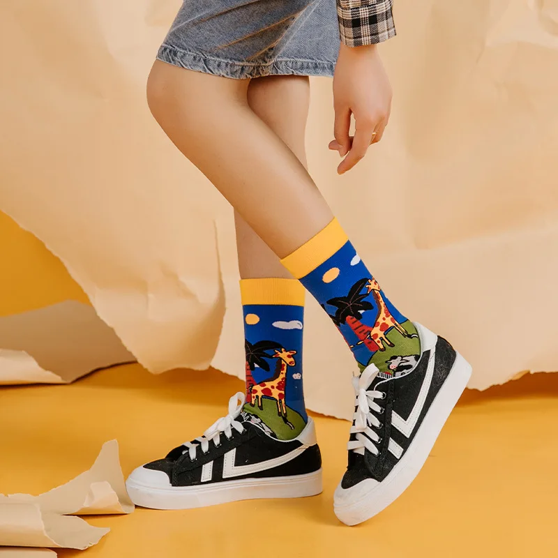 Оптовая продажа носки для женщин креативные чудесные жаккардовые с изображением