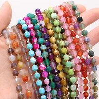 natural faceted gem canadian jades beads round agates loose spacer beads for women jewelry making diy bracelet necklace gift 6mm