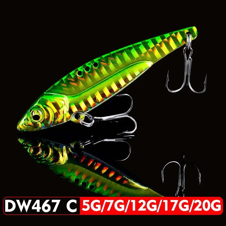 1pc VIB Lure 3D Eyes Pencil 5g 7g 12g 17g 20g Balancer Spoon Spinner Painting Fishing Lure Hard Bait Fishing Tackle Treble Hook