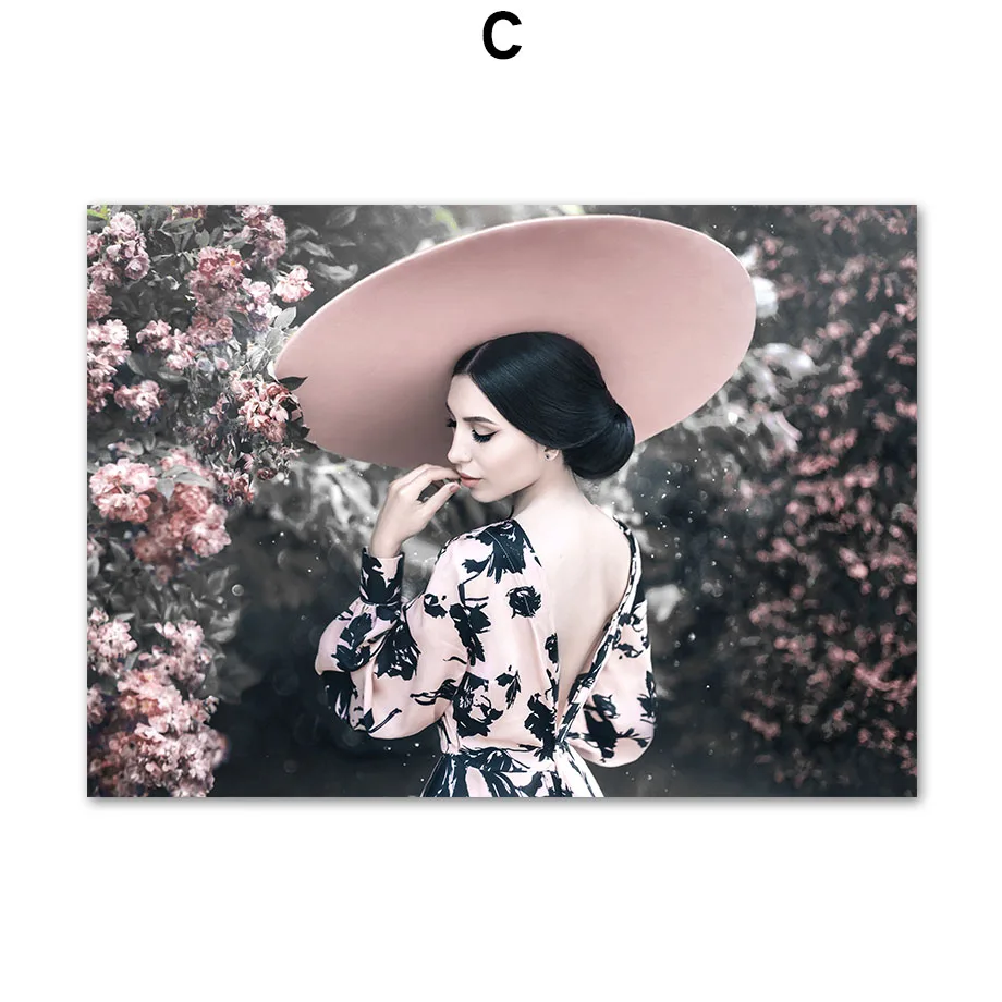 

Wall Art Canvas Painting Rose Flower Pink Car Street Girl Building Nordic Wall Decor Posters Wall Pictures For Living Room Decor