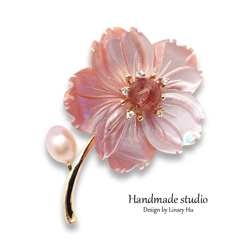 La MaxZa Flower Brooches Jewelry Romantic Freshwater Pearls Brooches Women Fashion Trendy Christmas Gift Handmade XZ2002